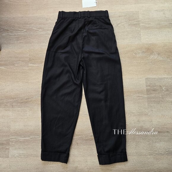 COS High-Waisted Tapered Twill Trousers Black Pants Sz 2 New With Tags MSRP $120 - Picture 5 of 12